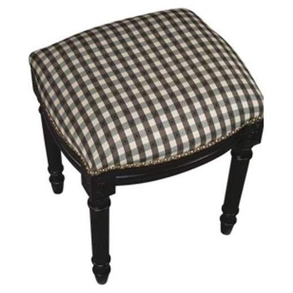 123 Creations 123 Creations C694BFS Gingham-Black Fabric Upholstered Stool C694BFS